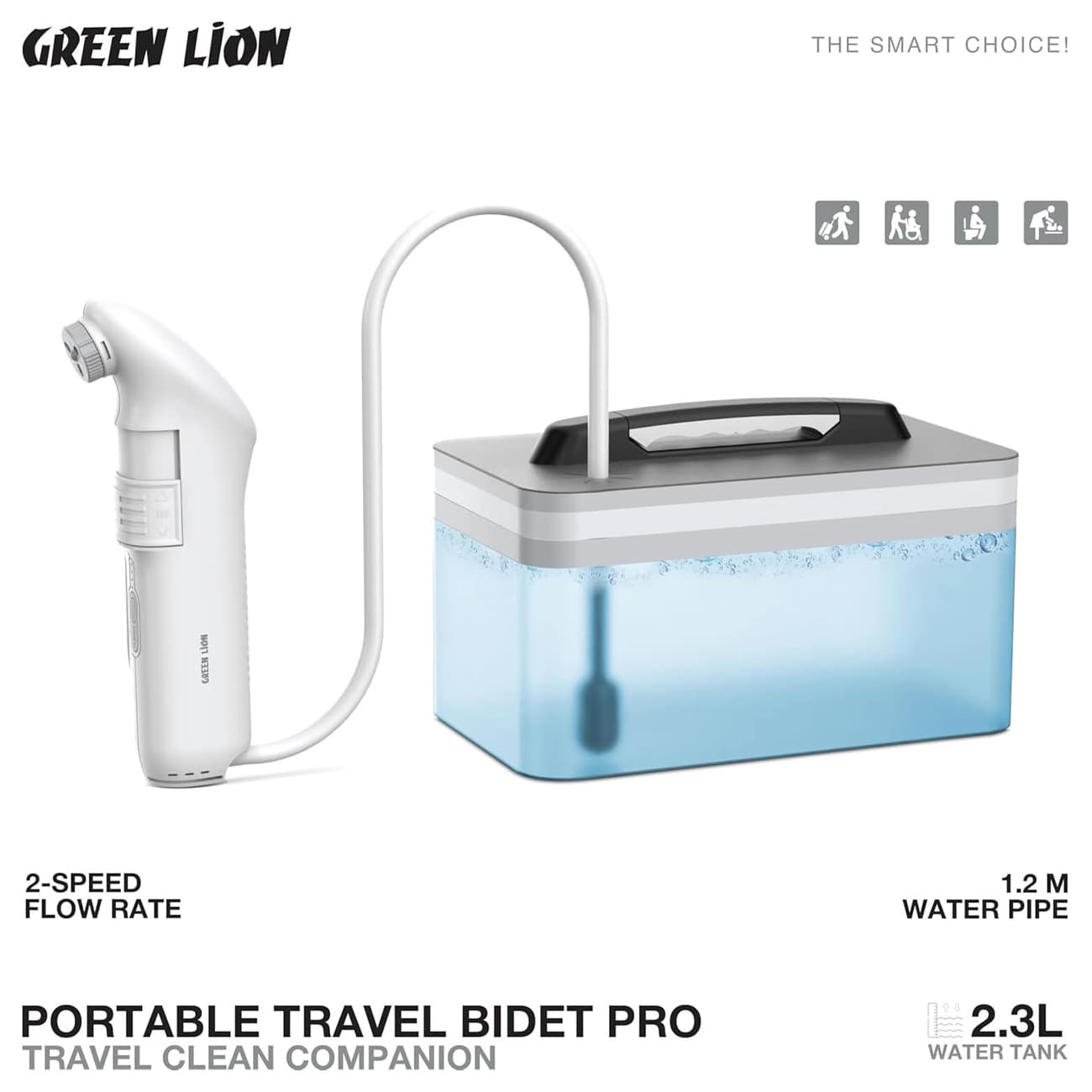 دوش و بیده شارژی سفری گرین لاین Green Lion مدل GPB-08 با مخزن آب — تصویر ۷