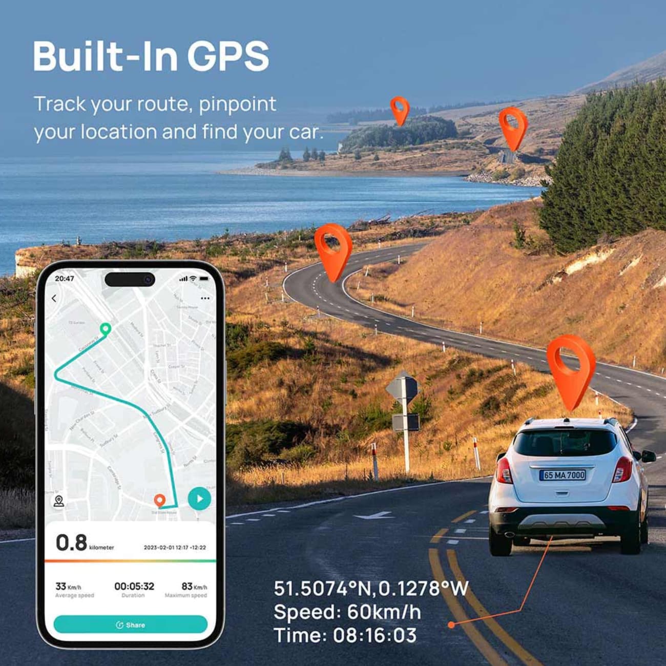 دوربین ثبت وقایع خودرو هفتاد مای 70mai مدل A810S با GPS داخلی — تصویر ۵