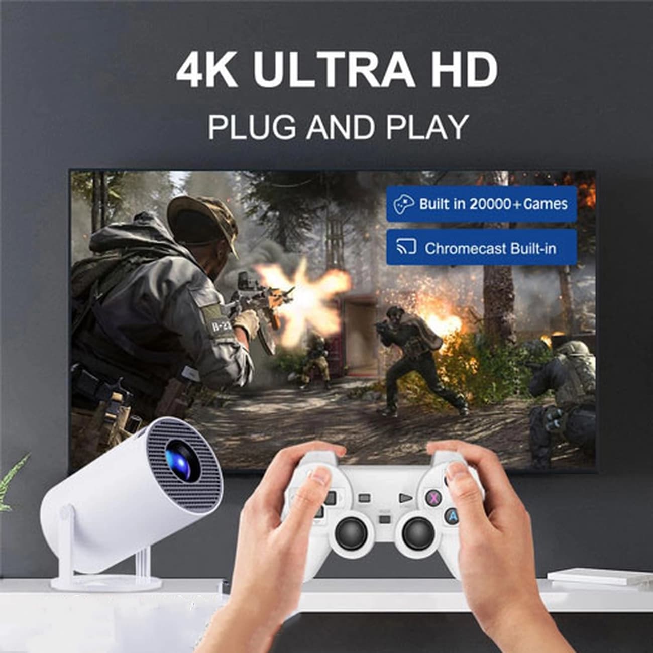 ویدئو پروژکتور گیمینگ جیک اسپیس Geek Space مدل HY300a با دسته بازی — تصویر ۳