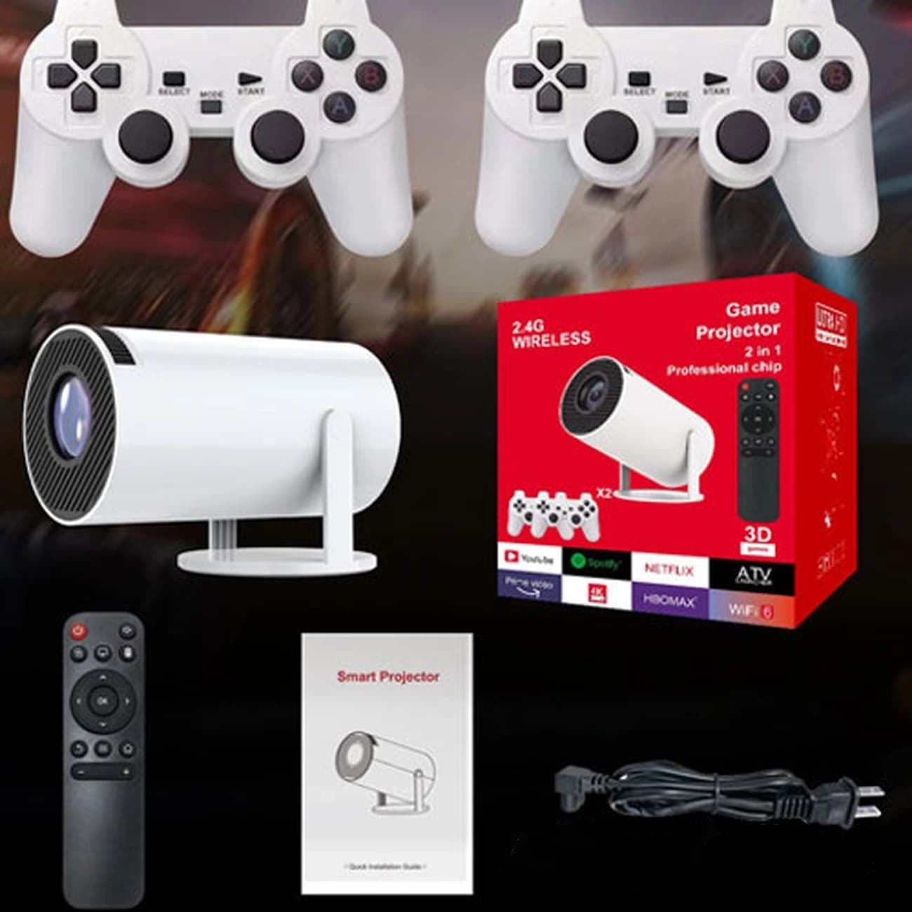 ویدئو پروژکتور گیمینگ جیک اسپیس Geek Space مدل HY300a با دسته بازی — تصویر ۵