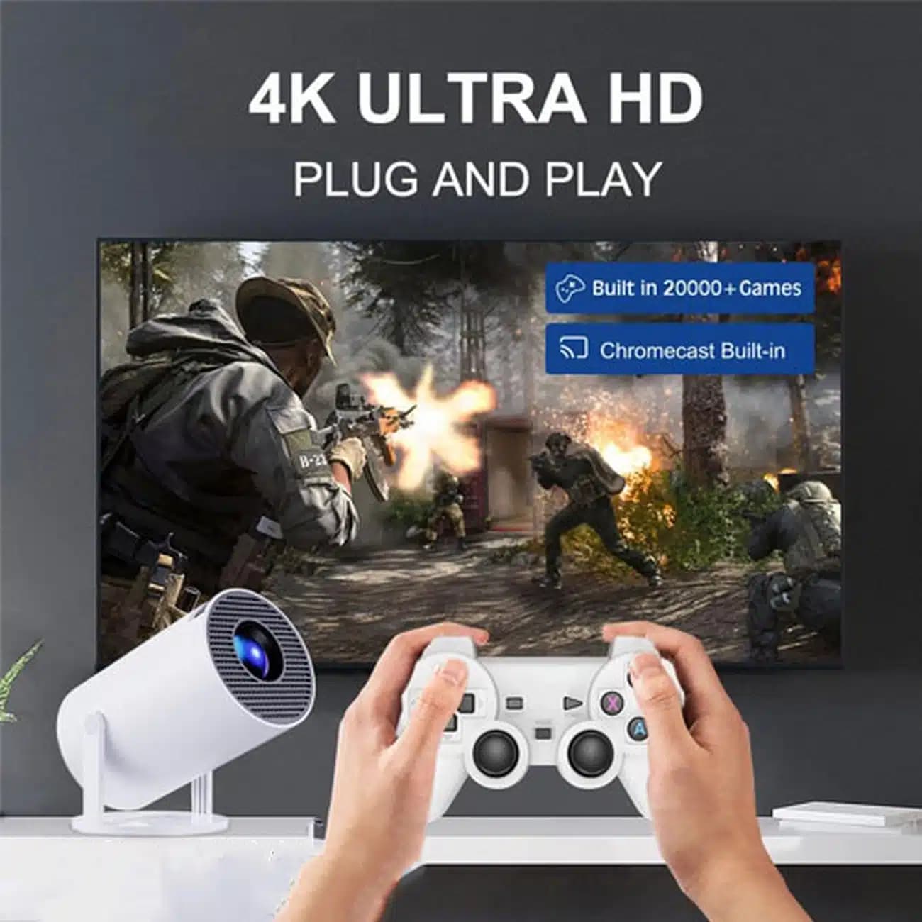 ویدئو پروژکتور گیمینگ جیک اسپیس Geek Space مدل HY300a با دسته بازی — تصویر ۱۱