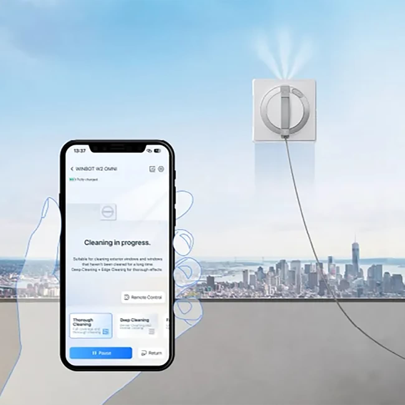 ربات شیشه پاک کن اکووکس ECOVACS مدل WG852-11 با مسیریابی هوشمند — تصویر ۳