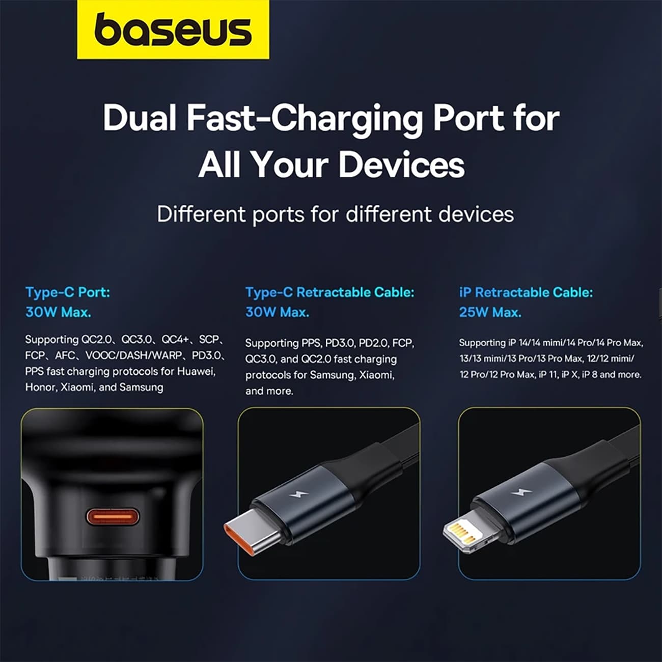 شارژر فندکی فست شارژ بیسوس Baseus مدل C0203100 توان 60 وات با کابل — تصویر ۹