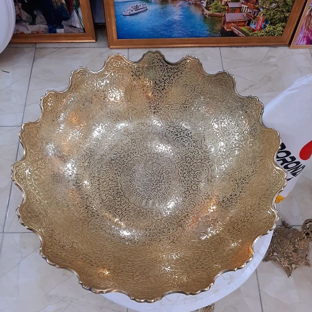 میوه خوری برنزی هندی لبه قلعه طاووس 37 سانت — تصویر ۵