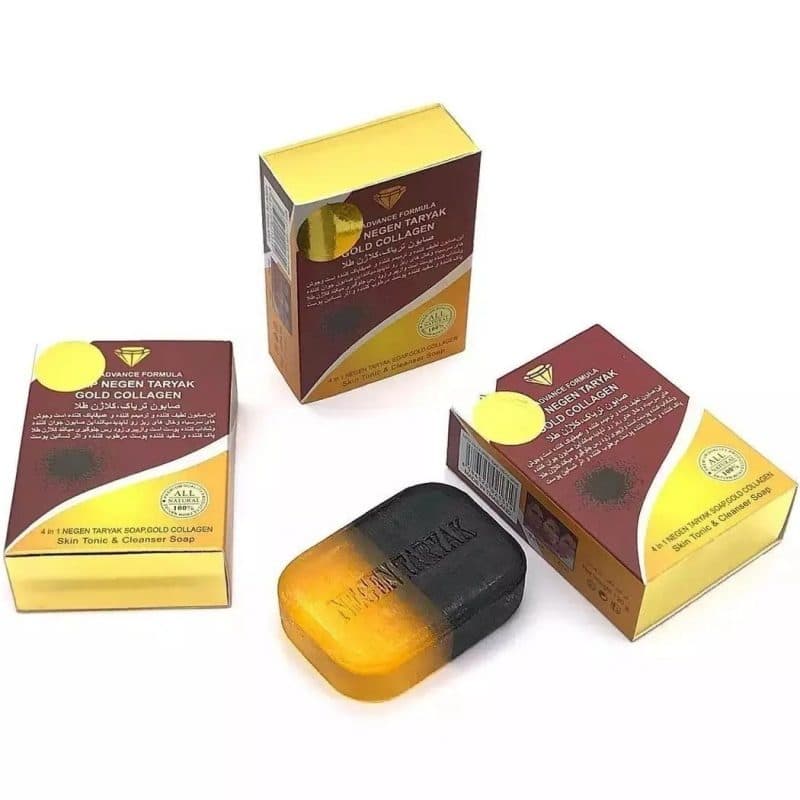 پک 3 عددی صابون ضد لک و ضد چروک گیاهی تریاک کلاژن طلا نگین اصل 120 گرم — تصویر ۳