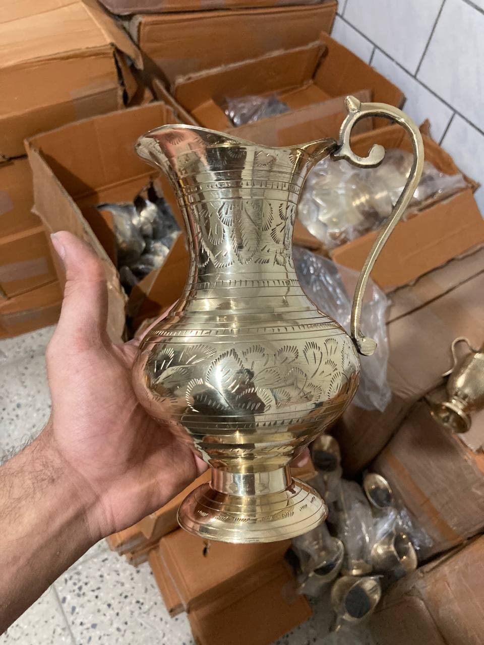 پارچ برنجی قلم کاری دستی
