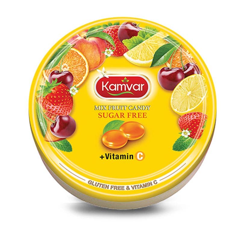 آبنبات رویال شش میوه رژیمی کامور 150 گرمی