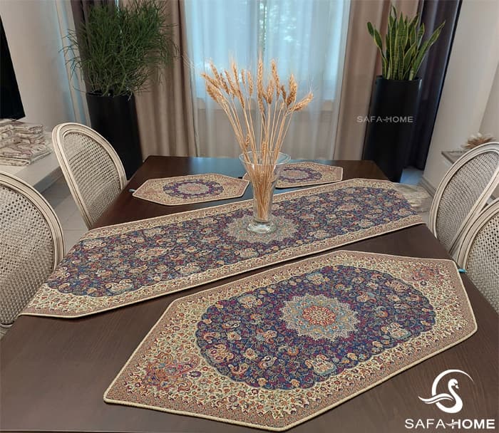 ست 4 تکه رومیزی جلو مبلی ترمه صفائی کد 24