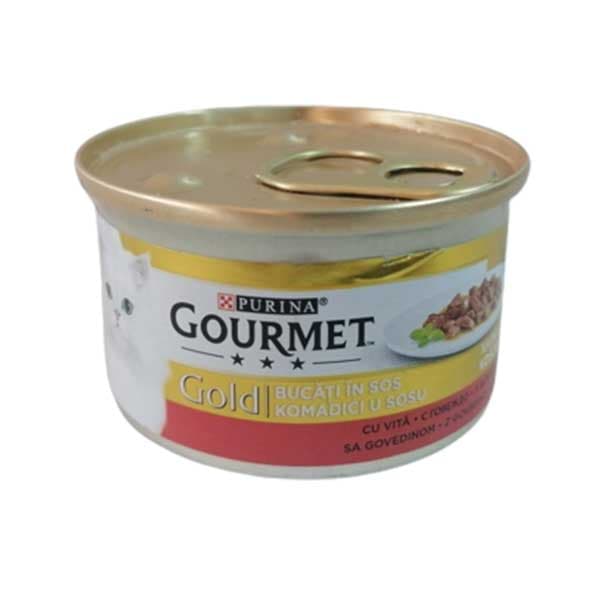 کنسرو گربه گورمه گلد چانک با طعم بیف (Gourmet Gold Chunks in Gravy Beef) وزن 85 گرم — تصویر ۵