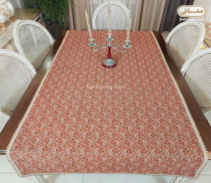 رومیزی مستطیل ترمه هاشمی کد 121 اندازه ی 100×200 — تصویر ۲