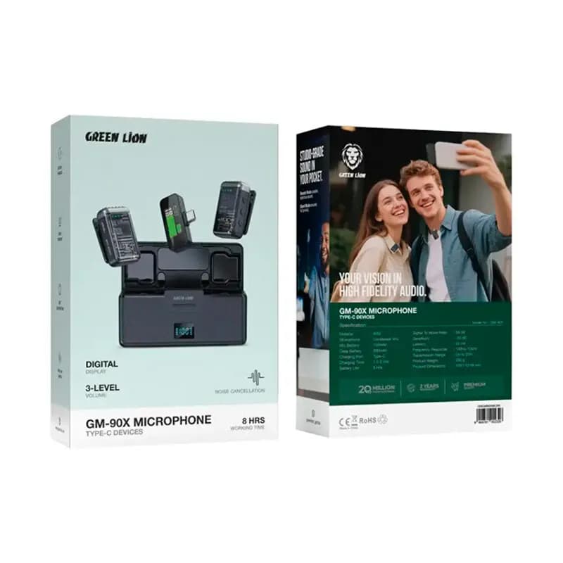 میکروفن یقه ای بی سیم گرین لاین مدل green lion GM-90X با درگاه تایپ سی — تصویر ۴