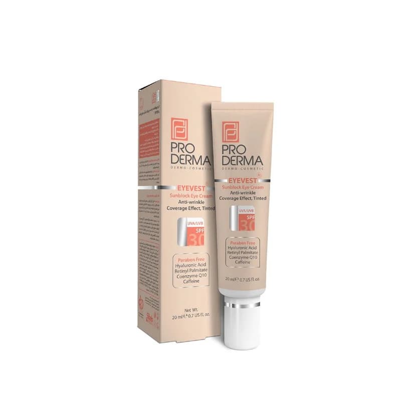 کرم دور چشم رنگی پرودرما سری Eyevest مدل Anti Wrinkle Spf 30 حجم ۲۰ میلی لیتر — تصویر ۲