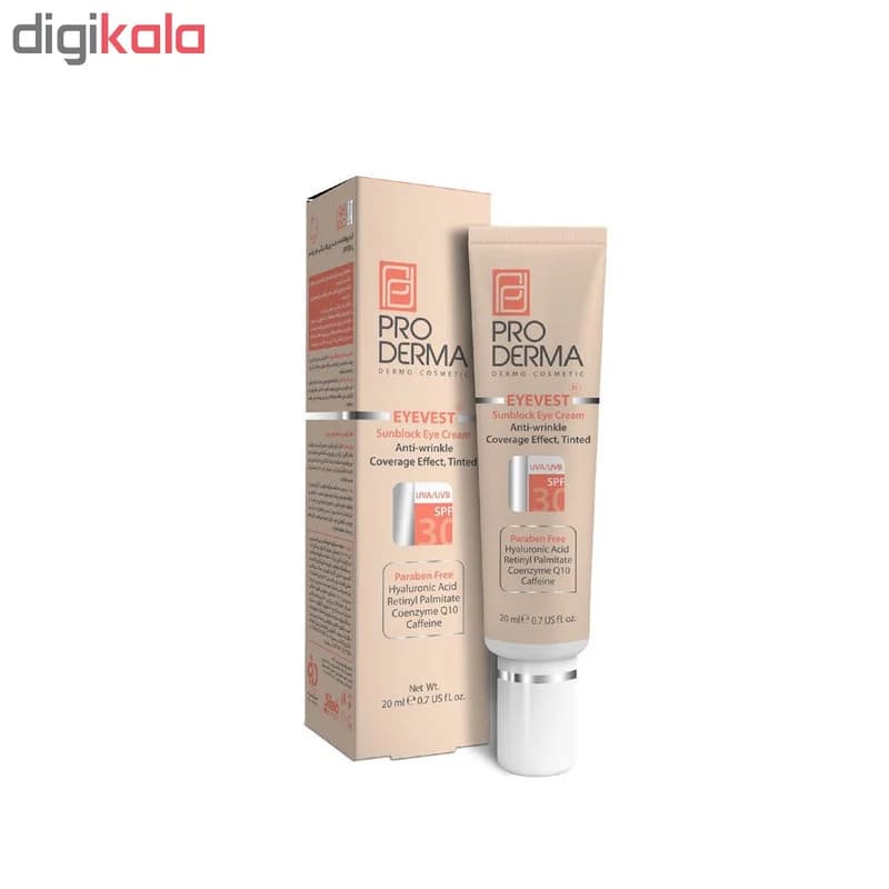 کرم دور چشم رنگی پرودرما سری Eyevest مدل Anti Wrinkle Spf 30 حجم ۲۰ میلی لیتر — تصویر ۳