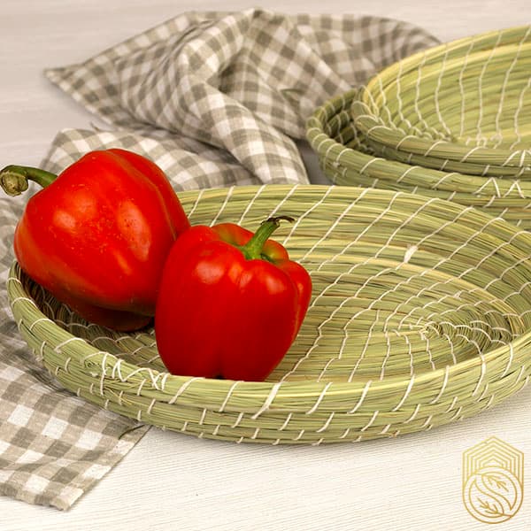 سینی حصیری عریان بافت بیضی sh395 — تصویر ۳
