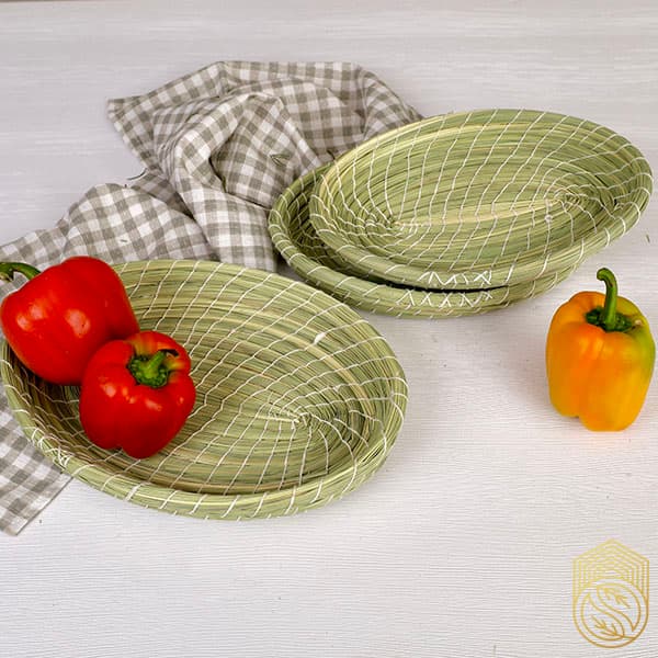 سینی حصیری عریان بافت بیضی sh395