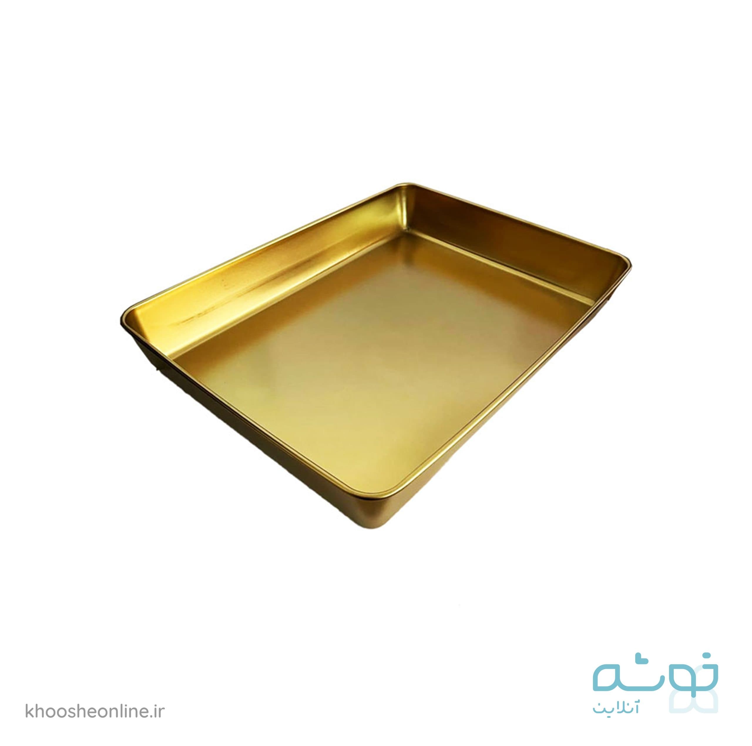 سینی فر لبه 6 سانت طلایی 40*30 (روکش تفلون)