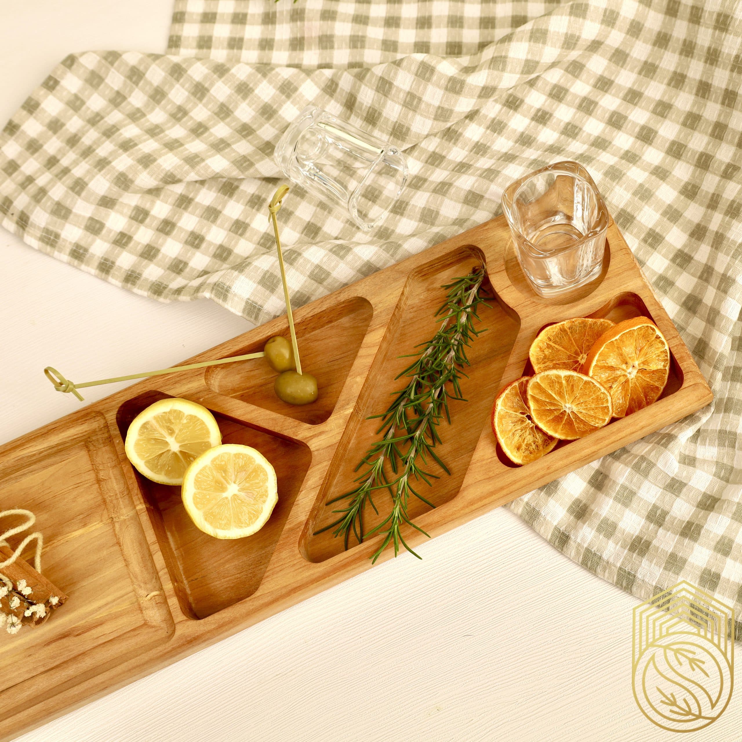 سینی مزه مستطیل استند دار چوب توسکا sh285