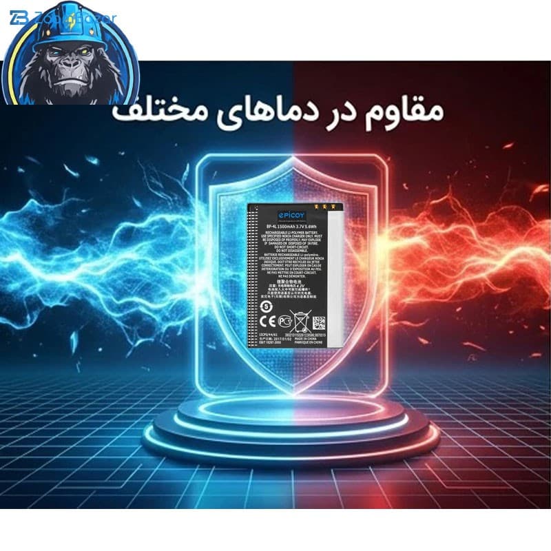 باتری موبایل اپیکوی مدل Gorillokia Irj ظرفیت 1500 میلی آمپر ساعت سازگار با گوشی موبایل نوکیا BP-4L — تصویر ۶