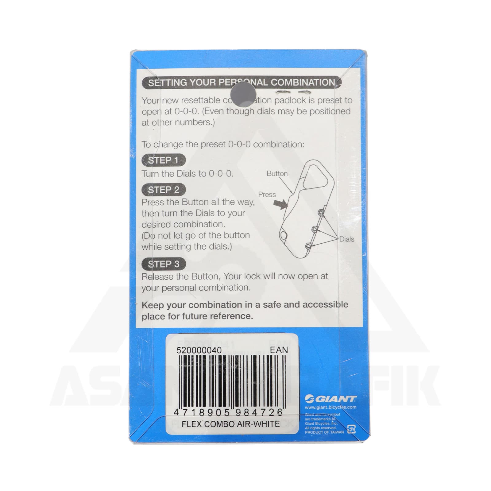 قفل دوچرخه جاینت مدل Flex Combo Air سفید — تصویر ۳