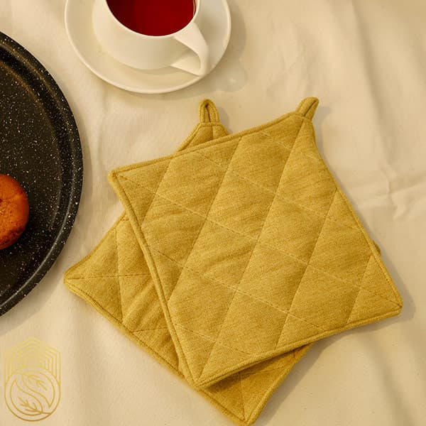 سرویس پارچه ای آشپزخانه 8 تکه خردلی کد sh189 — تصویر ۴