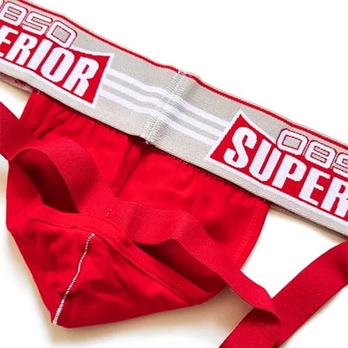 شورت مردانه Jockstrap اورجینال برند 0850 (BS) – ORLVS فانتزی پشت باز 2 بند قرمز — تصویر ۵