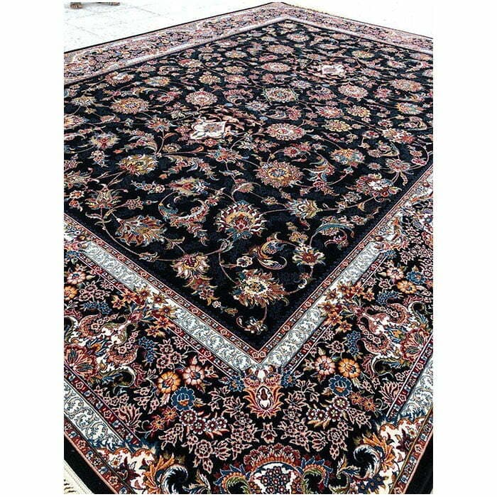 فرش کاشان افشان ۷۰۰ شانه سرمه ای (بافت جفتی)