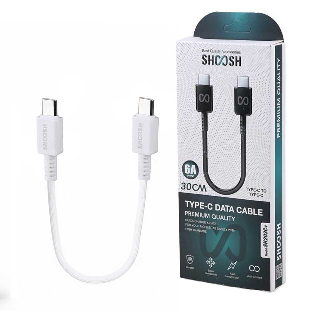 کابل پاوربانکی فست شارژ تایپ سی شوش SHOOSH SH203CC 6A 30CM