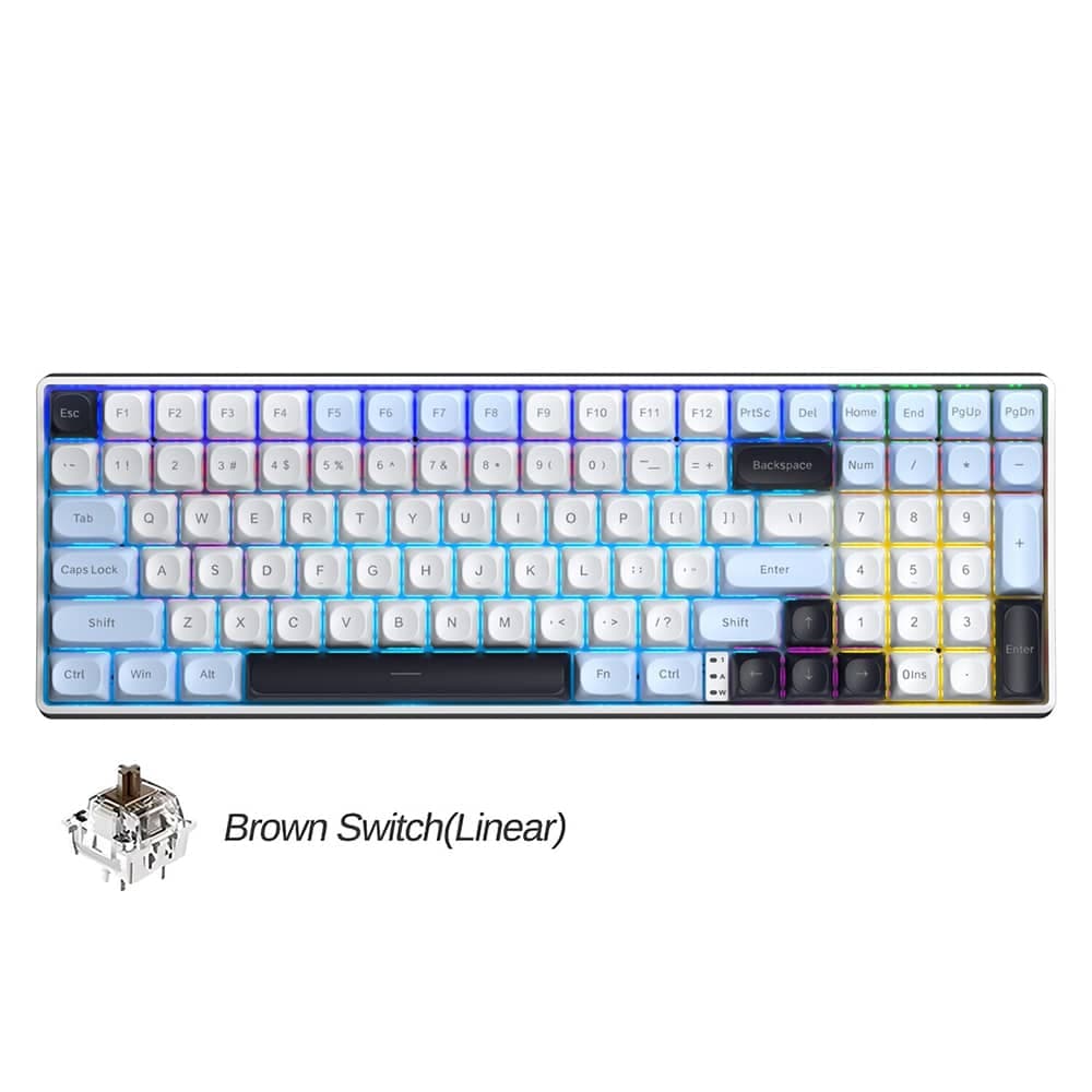 کیبورد گیمینگ مکانیکال AULA S100 PRO ( رنگ کلید آبی / سفید / بنفش ) سوییچ BROWN