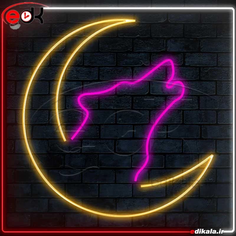 تابلو نئون طرح گرگ شماره 3 در ابعاد مختلف + آداپتور — تصویر ۲