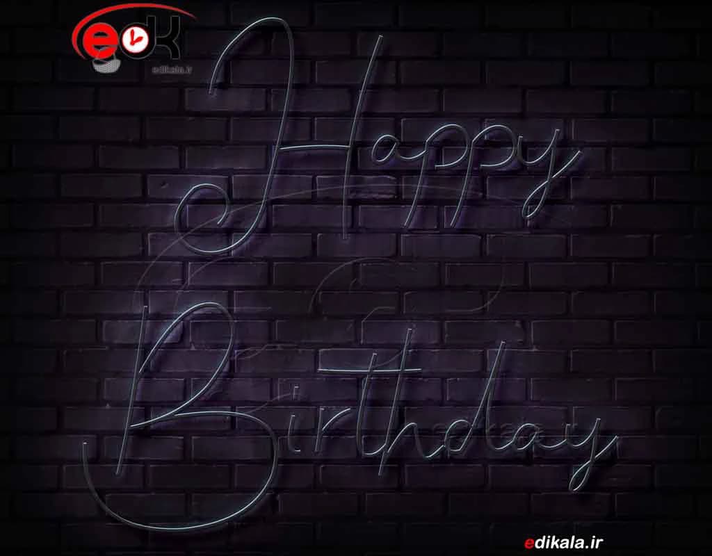 تابلو نئون طرح happy birthday شماره 12 در ابعاد مختلف+ترانس — تصویر ۳