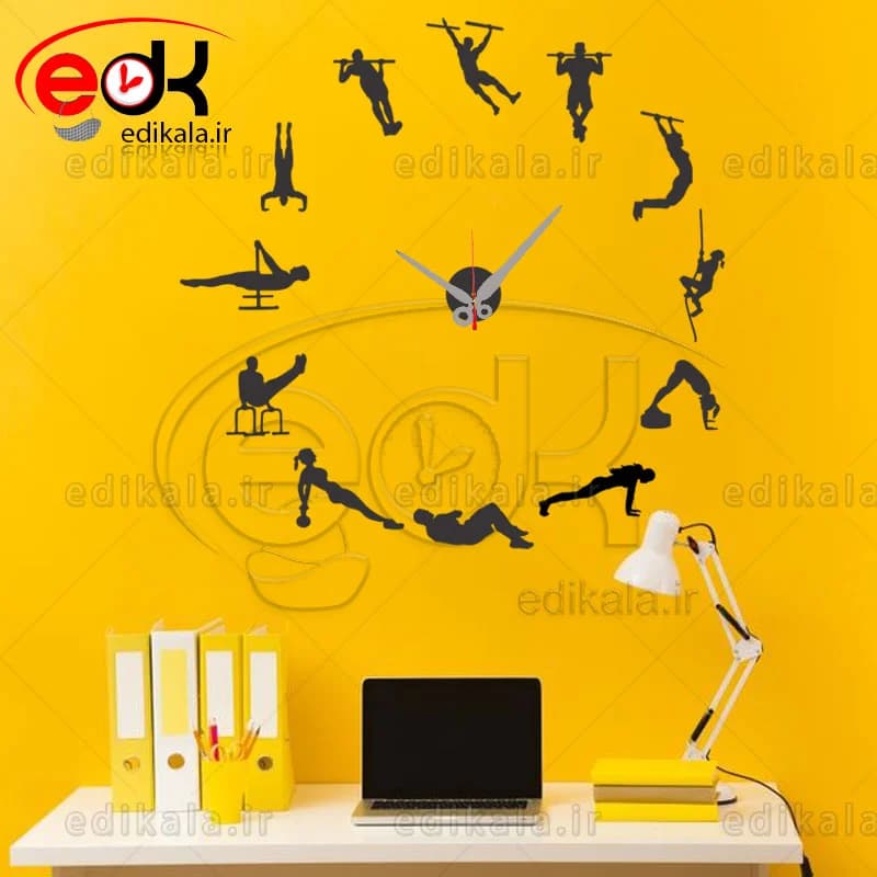 ساعت دیواری فانتزی طرح ورزش کلستنیکس در پنج رنگ وابعاد مختلف+فایل کورل