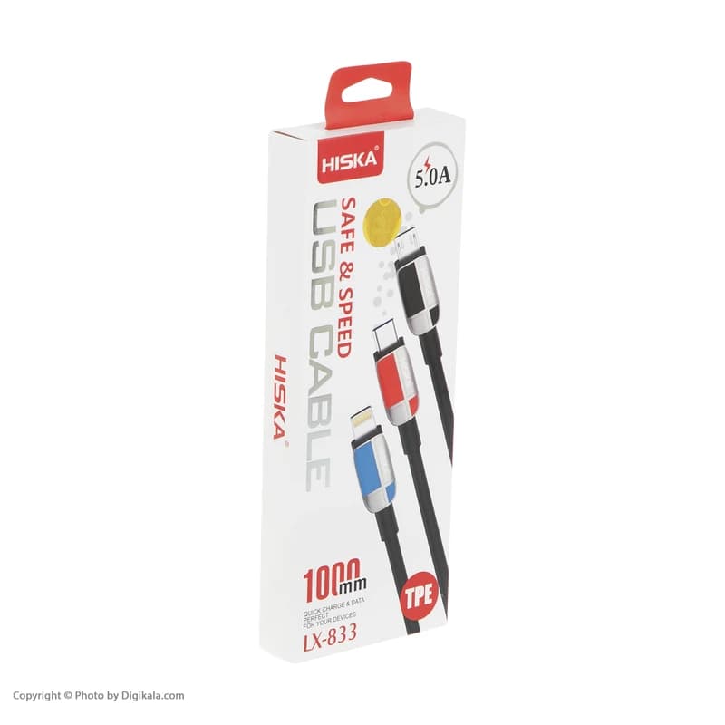 کابل تبدیل USB به USB-C هیسکا مدل LX-833 طول 1 متر — تصویر ۶