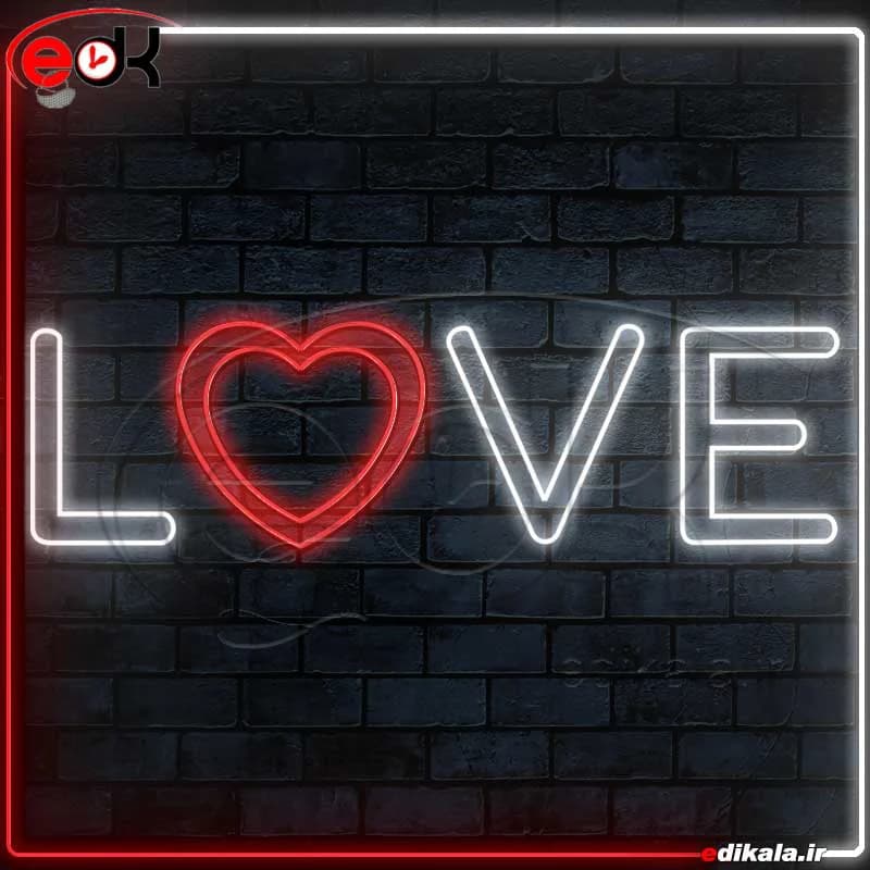 تابلو نئون طرح love شماره 4 در ابعاد مختلف+ترانس