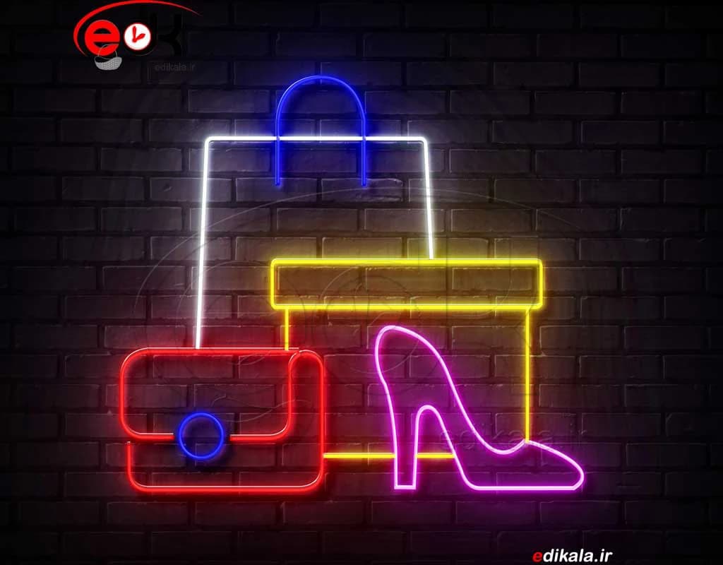 تابلو نئون طرح کیف و کفش شماره 1 در ابعاد مختلف+ترانس — تصویر ۲