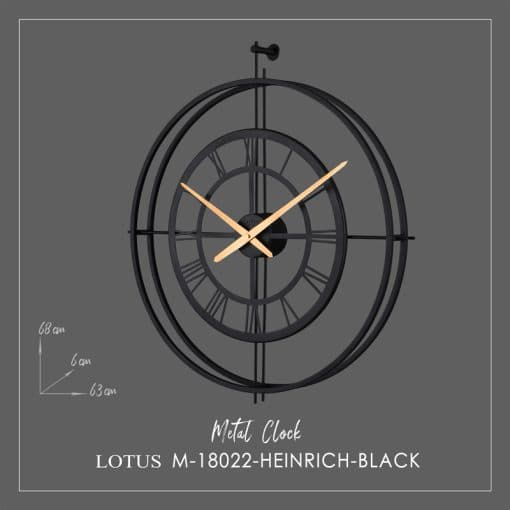 ساعت دیواری فلزی مدل HEINRICH کد M-18022 رنگ BLACK — تصویر ۵