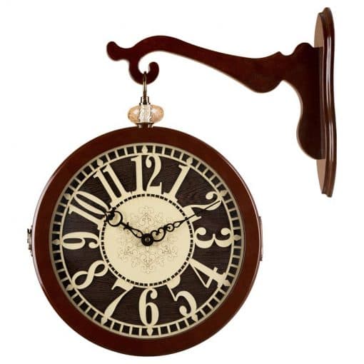 ساعت دیواری دو طرفه مدل WD-972 رنگ DARK WALNUT