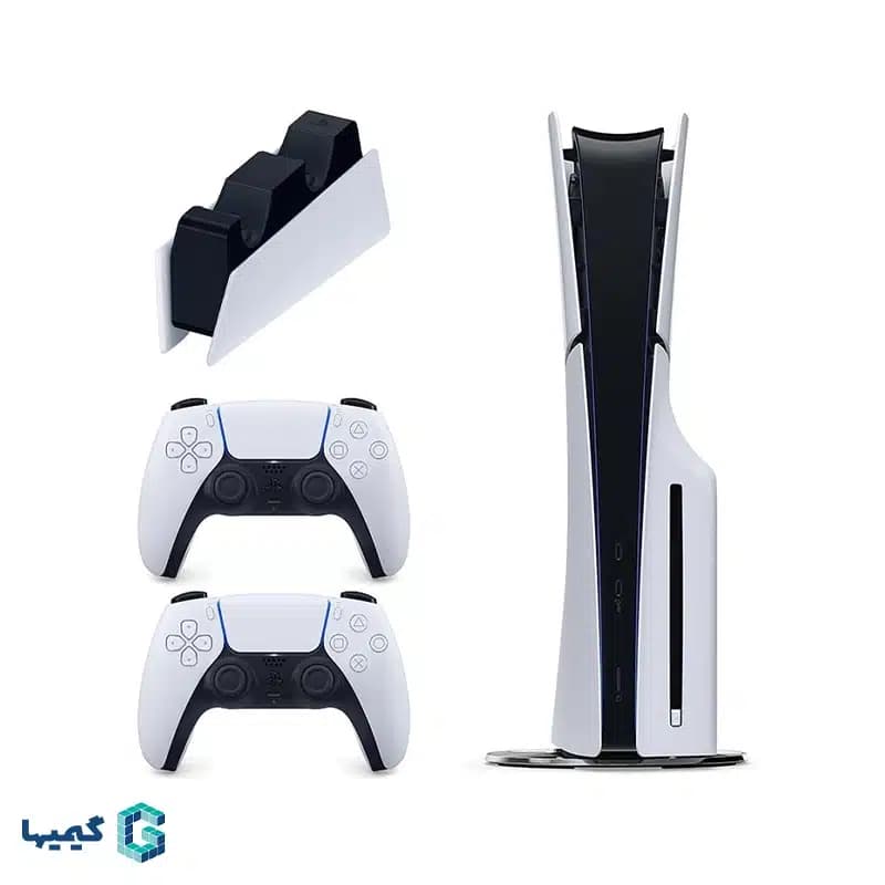باندل کنسول بازی مدل پلی استیشن 5 سری 2116 درایو + دسته دوال سنس سفید + پایه شارژ
