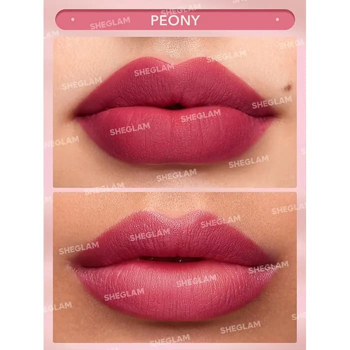 رژ جامد مات شیگلم Sheglam سری Matte Allure رنگ Peony — تصویر ۸