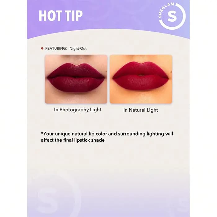 رژ جامد مات شیگلم Sheglam سری Matte Allure رنگ Peony — تصویر ۹