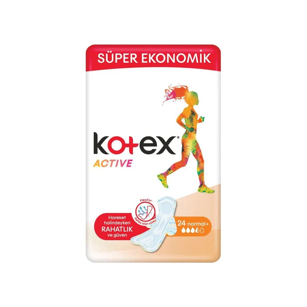 نوار بهداشتی کوتکس Kotex مدل ACTIVE سایز مدیوم پلاس بسته 24 عددی — تصویر ۲