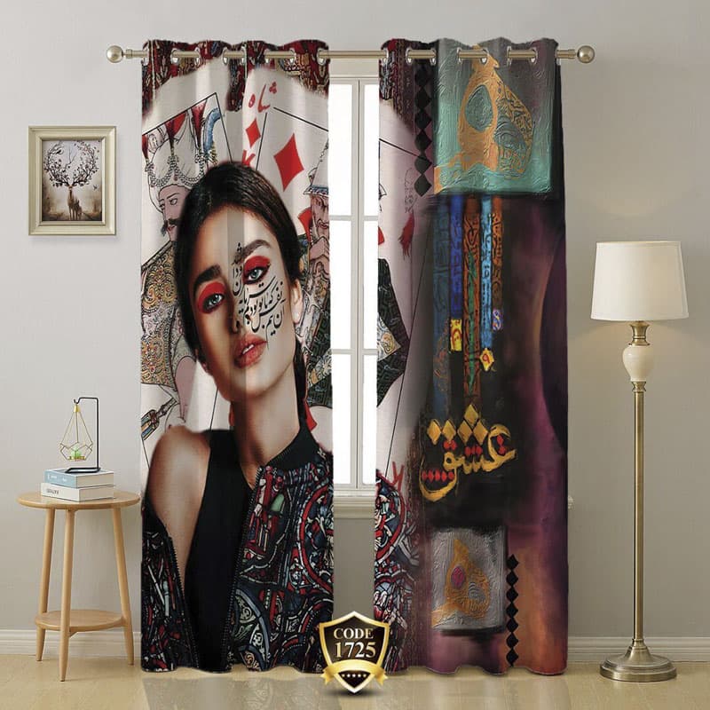 پرده طرح نوشته عشق و دختر جوان ایرانی – هازان داتیس کد 1725