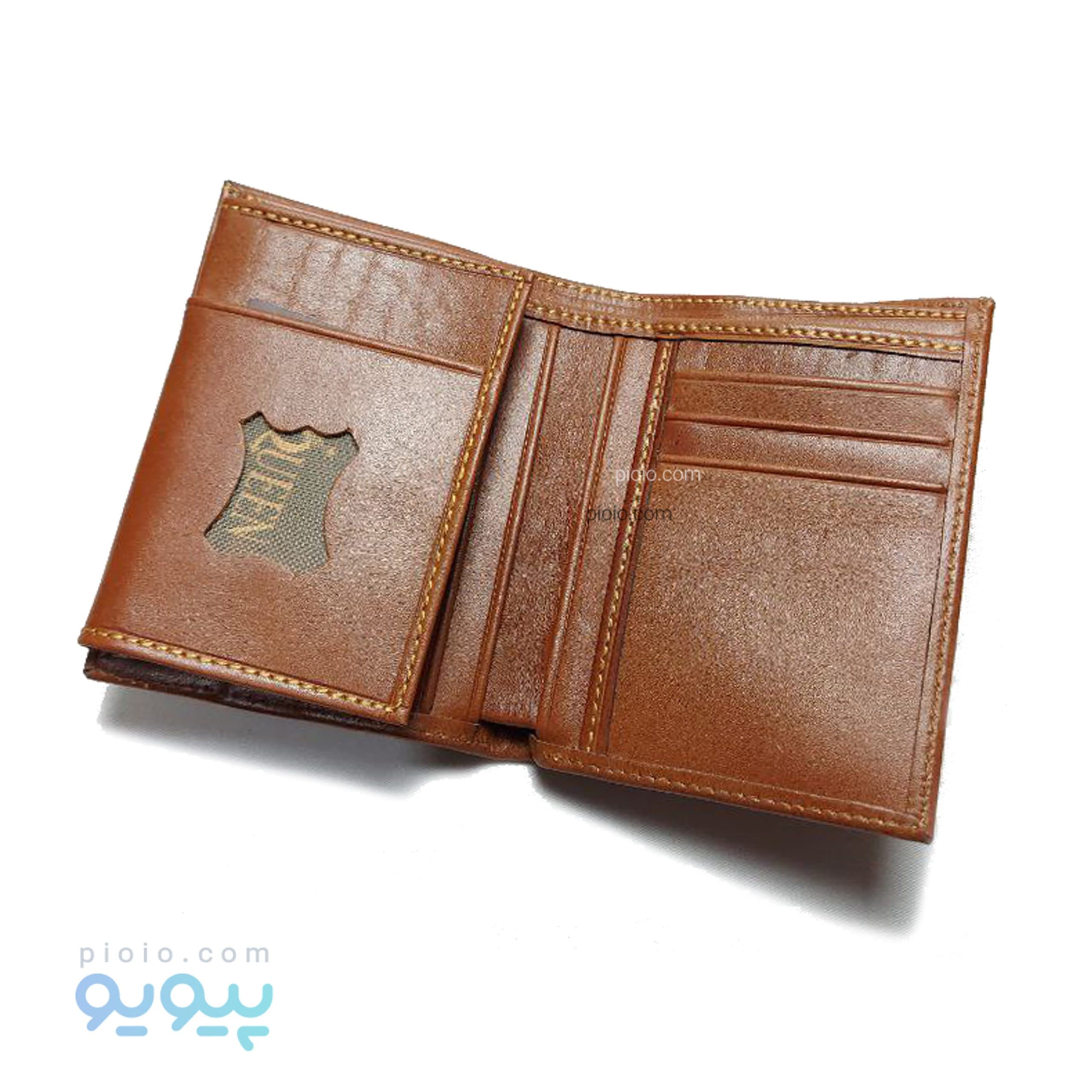 کیف پول نیم کتی چرم گاوی برگه کنار کد 61067 تک و عمده — تصویر ۳