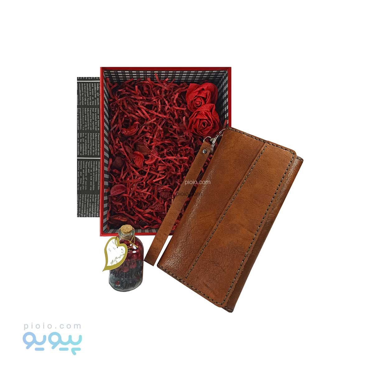 پک کادو ولنتاین کیف پول بلند مردانه چرم مصنوعی — تصویر ۵