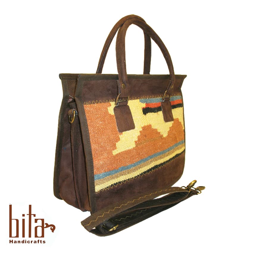 کیف گلیمی مستطیل دوخانه ساده