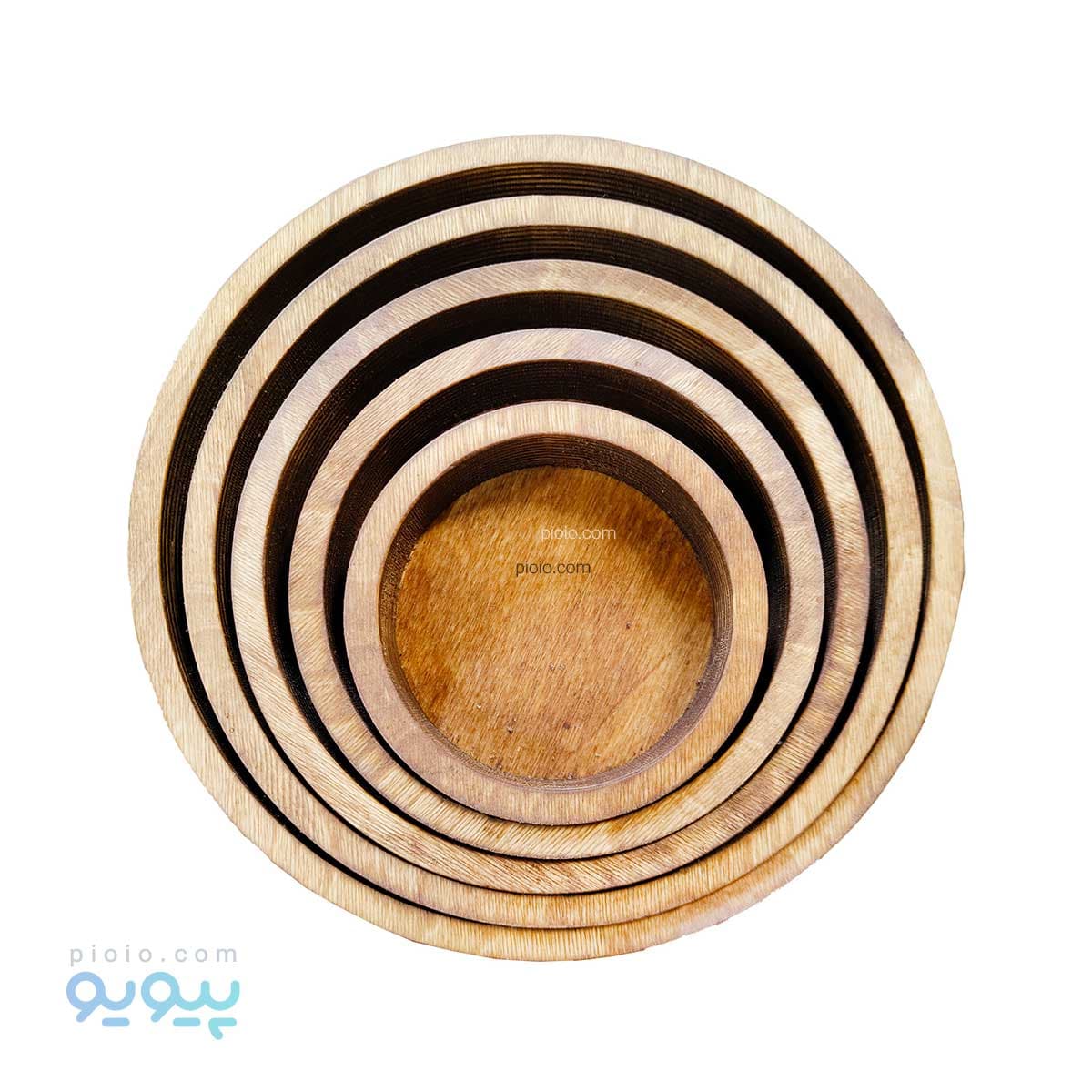 ظروف چوبی طرح دایره مجموعه 5 عددی تک و عمده