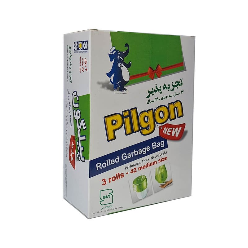 کیسه زباله پیلگون 3 رول متوسط (سبز) در بسته 24 عددی