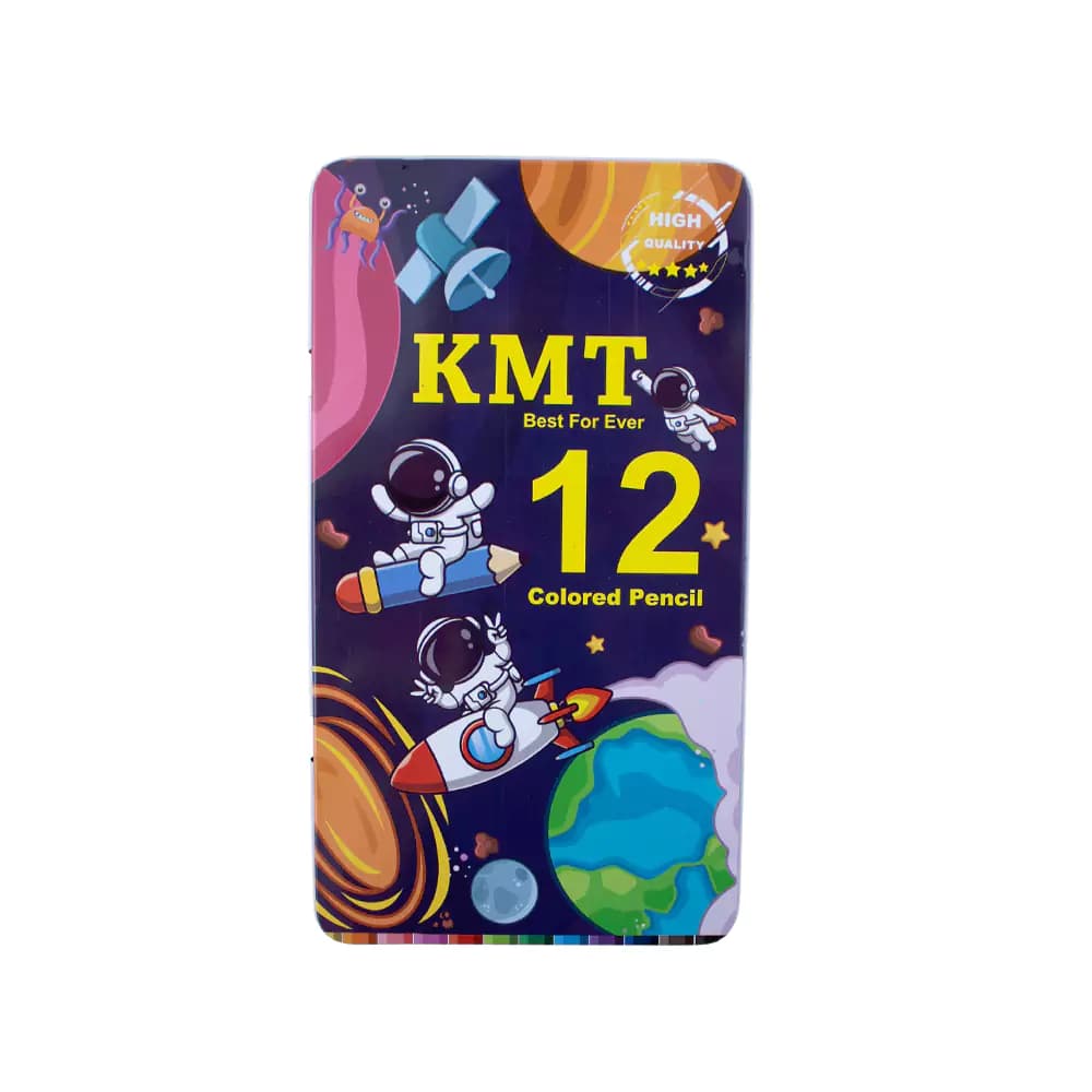 مداد 12 رنگ جعبه فلزی KMT