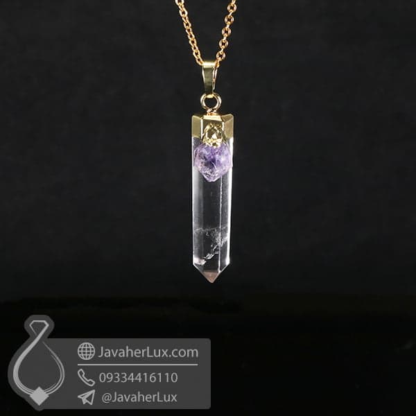 گردنبند کریستال کوارتز و آمتیست _ کد : 400466
