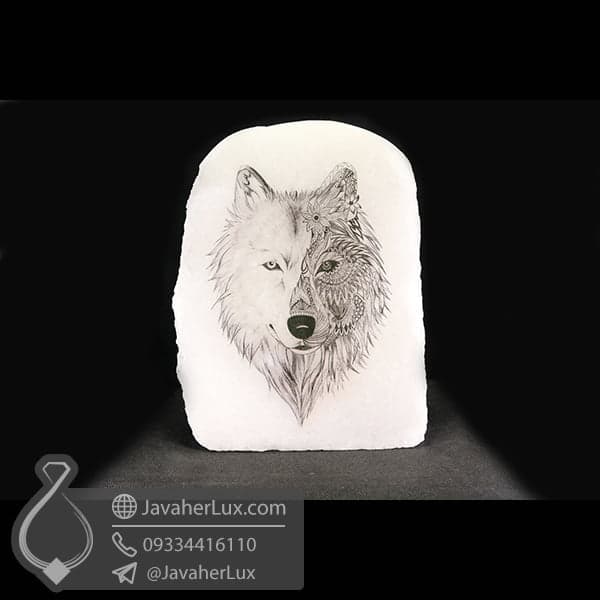 چراغ سنگ نمک طرح گرگ _ کد : 400457