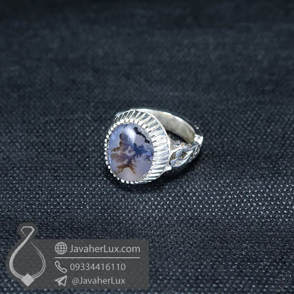 انگشتر نقره مردانه عقیق شجر _ کد : 100545